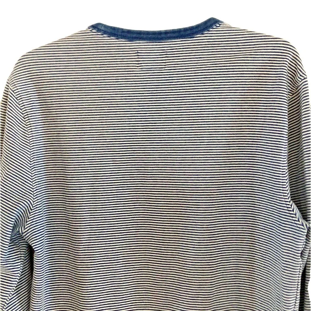 J Crew Striped Sweatshirt Mens Sz M Indigo Cotton Crew Preppy Nautical Beachy